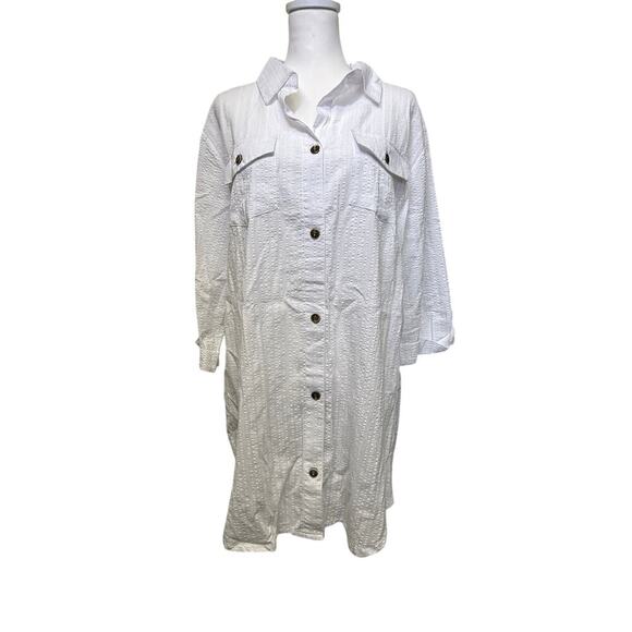 Wearabouts Dresses & Skirts - Wearabouts nwt white button up shirtdress 100% cotton womens xl